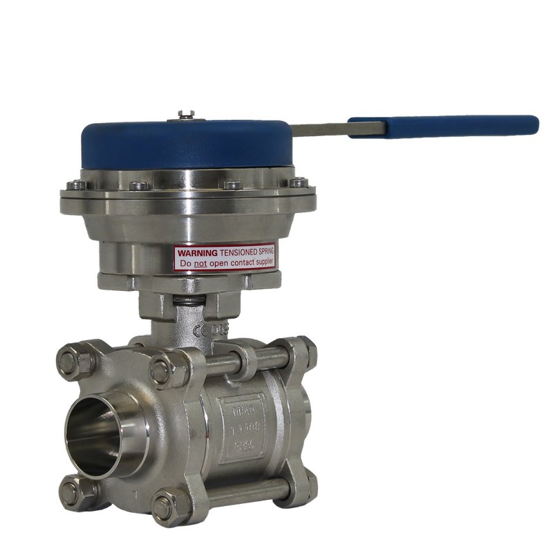 Dead Mans Handle Spring Return Lever Operated Ball Valve Hygienic Weld